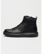 Armani Exchange Ghete de piele cu fermoar lateral - Negru