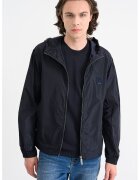 Armani Exchange Jacheta cu gluga si fermoar - Albastru ultramarin