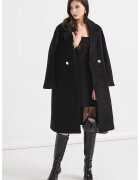 Armani Exchange Palton supradimensionat din amestec de lana cu revere decupate - Negru