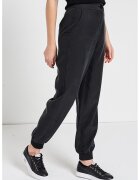 Armani Exchange Pantaloni din amestec de modal cu model uni - Negru stins