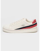 Armani Exchange Pantofi sport din piele ecologica cu logo - Visiniu/Alb fildes/Bleumarin