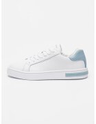 Armani Exchange Pantofi sport low-cut de piele - Alb/Albastru prafuit