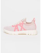 Armani Exchange Pantofi sport slip-on din plasa tricotata - Alb/Maro nisip/Roz
