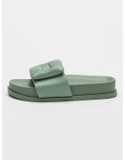 Armani Exchange Papuci cu velcro si logo metalic - Verde menta