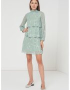 Armani Exchange Rochie stratificata cu imprimeu logo metalizat - Argintiu/Verde menta