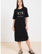 Armani Exchange Rochie-tricou cu imprimeu logo si slituri laterale - Negru