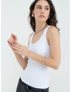 Armani Exchange Top uni cu decolteu rotund - Alb fildes