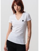 Armani Exchange Tricou cambrat cu decolteu in V - Alb optic