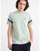 Armani Exchange Tricou cu accente in dungi - Negru/Verde pal