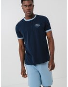 Armani Exchange Tricou cu decolteu la baza gatului - Bleumarin