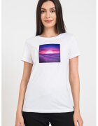 Armani Exchange Tricou cu decolteu la baza gatului si imprimeu foto - Alb optic