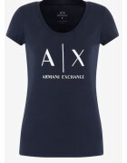 Armani Exchange Tricou cu decolteu la baza gatului si logo -