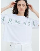 Armani Exchange Tricou cu imprimeu logo supradimensionat - Verde/Alb fildes