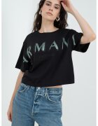 Armani Exchange Tricou cu imprimeu logo supradimensionat - Verde/Negru
