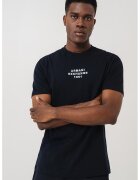 Armani Exchange Tricou cu logo si decolteu la baza gatului - Alb/Albastru ultramarin