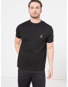 Armani Exchange Tricou de bumbac cu decolteul la baza gatului si detalii logo - Negru