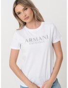 Armani Exchange Tricou de bumbac cu imprimeu logo - Alb/Argintiu