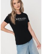 Armani Exchange Tricou de bumbac cu imprimeu logo - Negru/Argintiu