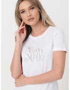 Armani Exchange Tricou de bumbac cu logo - Alb/Argintiu