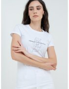 Armani Exchange Tricou din amestec de bumbac cu logo - Negru/Alb optic