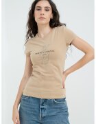 Armani Exchange Tricou din amestec de bumbac cu logo - Negru/Maro deschis