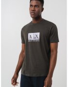 Armani Exchange Tricou din bumbac cu imprimeu logo - Kaki inchis