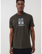 Armani Exchange Tricou din bumbac cu imprimeu logo si foto - Alb/Gri antracit