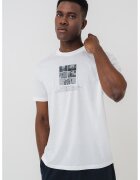 Armani Exchange Tricou din bumbac cu imprimeu logo si foto - Alb murdar/Gri antracit