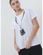 Armani Exchange Tricou lejer din bumbac cu imprimeu logo - Alb/Negru