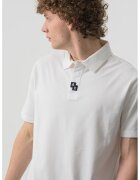 Armani Exchange Tricou polo cu detalii cu monograma - Alb murdar