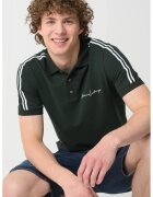 Armani Exchange Tricou polo cu dungi contrastante - Alb/Verde inchis