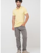 Armani Exchange Tricou polo cu fenta cu fermoar - Albastru prafuit/Galben pai