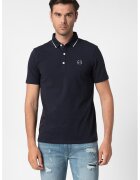 Armani Exchange Tricou polo slim fit cu logo pe piept - Bleumarin