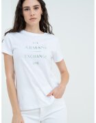 Armani Exchange Tricou regular fit cu imprimeu logo pe piept - Gri/Alb murdar