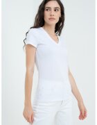 Armani Exchange Tricou slim fit cu decolteu in V - Alb