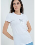 Armani Exchange Tricou slim fit cu logo - Alb murdar