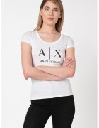 Armani Exchange Tricou slim fit de bumbac - Alb/Negru
