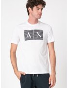 Armani Exchange Tricou slim fit de bumbac cu imprimeu logo - Alb