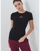 Armani Exchange Tricou slim-fit din bumbac - Negru/Argintiu