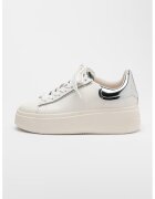 ASH Pantofi psort flatform de piele Moby - Alb/Argintiu