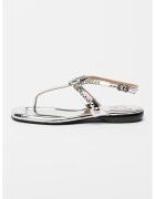 ASH Sandale de piele cu aspect metalizat Roma - Argintiu