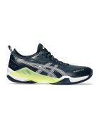 Asics Pantofi cu garnituri din material textil Blast FF 3 pentru handbal - Alb/Verde lime/Albastru petrol