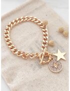 Atelier Miu Bratara de lant cu talisman cu cristale zirconia - Auriu