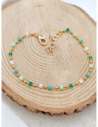 Atelier Miu Bratara decorata cu cristale - Verde/Auriu