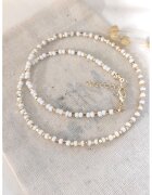 Atelier Miu Colier cu margele Miyuki - Auriu/Alb murdar