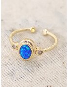 Atelier Miu Inel ajustabil cu opal - Auriu/Albastru royal