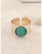 Atelier Miu Inel ajustabil cu piatra cat-eye - Verde/Auriu