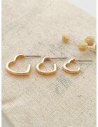Atelier Miu Set de cercei cu inima - 3 piese - Auriu