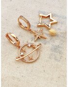 Atelier Miu Set de cercei din alama - 3 piese - Auriu rose