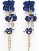 AVANT-GARDE PARIS Cercei drop cu design floral si cristale - Auriu/Albastru